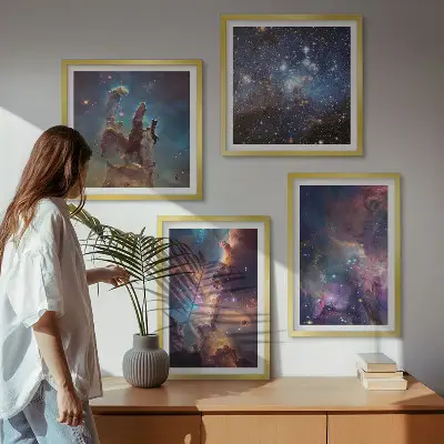Kosmické hvězdné krajiny moderní sada obrazů