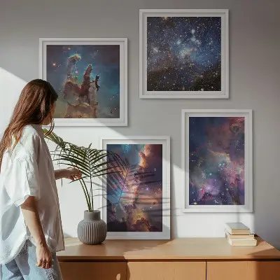 Kosmické hvězdné krajiny moderní sada obrazů