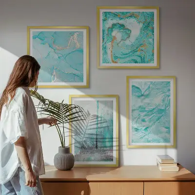 Abstraktní sada obrazů Odstíny modré moderní zpracování
