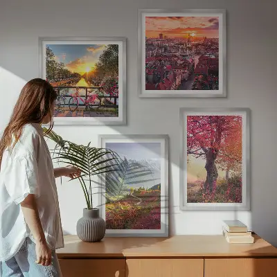 Dekorativní sada obrazů horské krajiny na kole