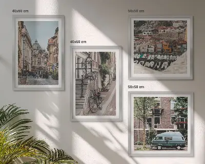 Moderní sada obrazů výhledy na městské budovy