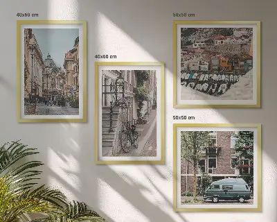 Moderní sada obrazů výhledy na městské budovy