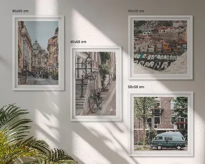 Moderní sada obrazů výhledy na městské budovy