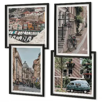 Moderní sada obrazů výhledy na městské budovy