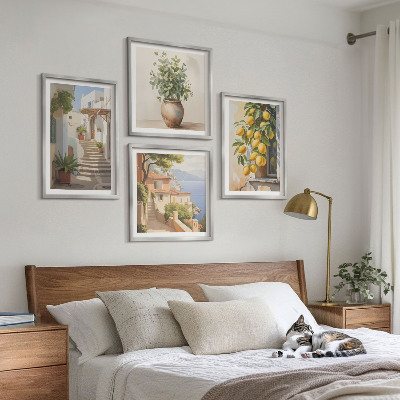 Moderní sada obrazů Citronové květináče, rostliny, ulice