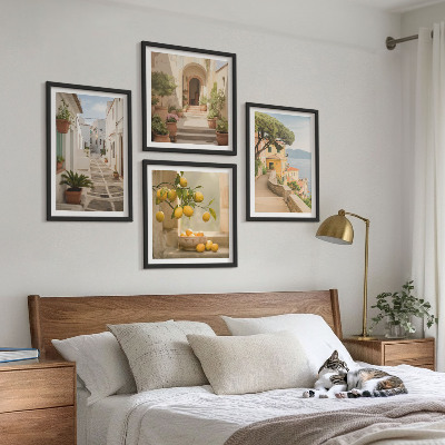 Moderní sada obrazů Citrusovník v okně u moře