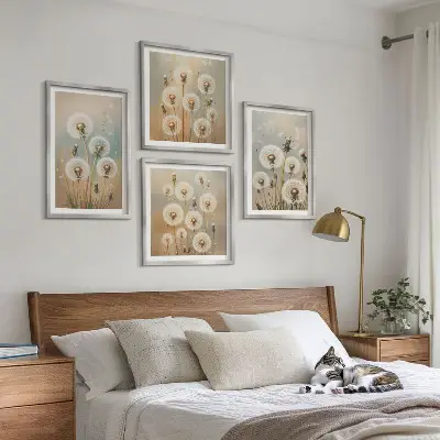 Dekorativní sada obrazů pastelové květy pampelišky