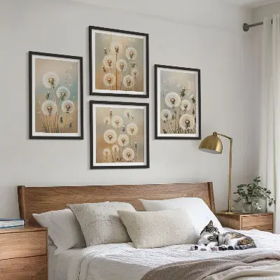 Dekorativní sada obrazů pastelové květy pampelišky
