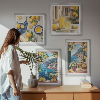 Moderní sada obrazů Italské citrony s motivem moře