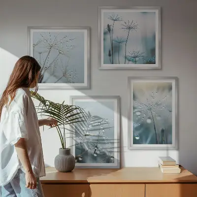 Sada obrazů Kapky rosy na pampeliškách moderní provedení