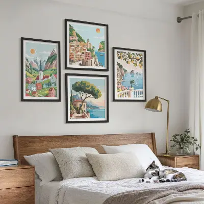 Sada moderních obrazů mořská krajina s citrusy