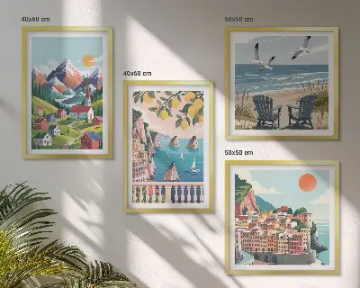 Sada obrazů Moderní hory a města barevné provedení