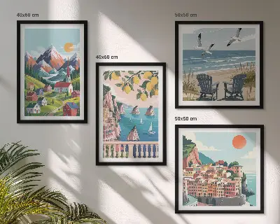 Sada obrazů Moderní hory a města barevné provedení