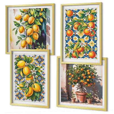 Moderní sada obrazů Barevné abstraktní citrusové plody