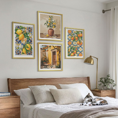 Moderní sada obrazů Vzory citronovo-oranžových květů