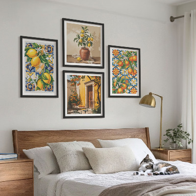 Moderní sada obrazů Vzory citronovo-oranžových květů
