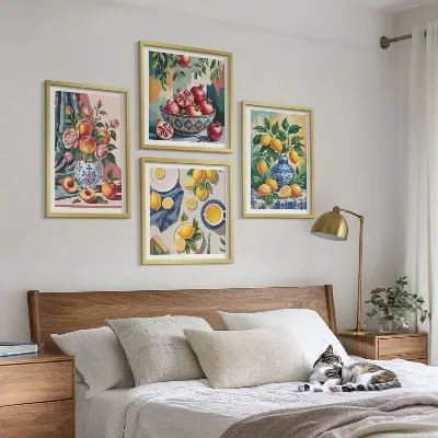Květiny a ovoce ve vázách moderní sada obrazů