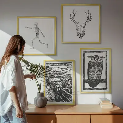 Sada obrazů moderní inspirace lebka se sovou