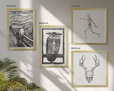 Sada obrazů moderní inspirace lebka se sovou