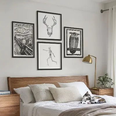 Sada obrazů moderní inspirace lebka se sovou