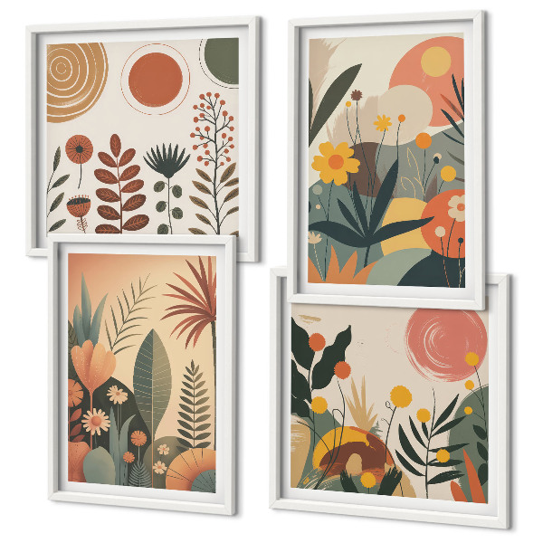 Moderní sada obrazů Teplé rostlinné vzory v boho stylu