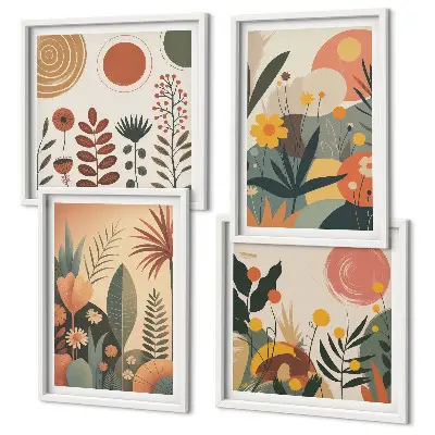 Moderní sada obrazů s rostlinnými motivy v boho stylu