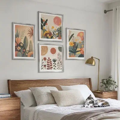 Moderní sada obrazů s rostlinnými motivy v boho stylu