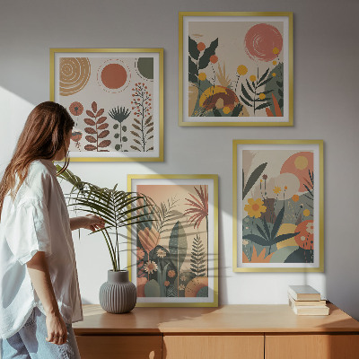Moderní sada obrazů Teplé rostlinné vzory v boho stylu