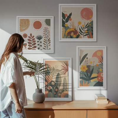 Moderní sada obrazů Teplé rostlinné vzory v boho stylu