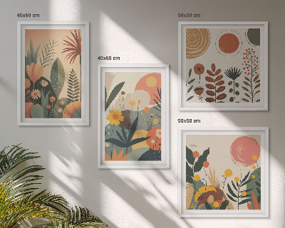 Moderní sada obrazů Teplé rostlinné vzory v boho stylu