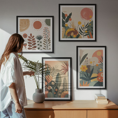Moderní sada obrazů Teplé rostlinné vzory v boho stylu