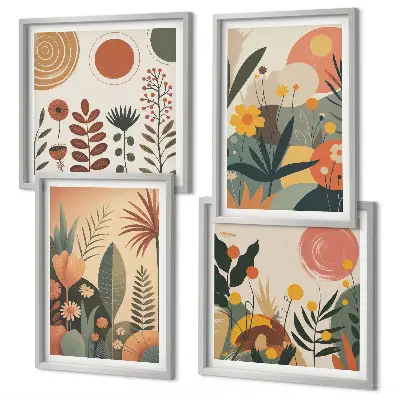 Moderní sada obrazů s rostlinnými motivy v boho stylu