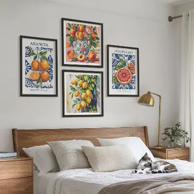 Sada dekorativních obrazů italské módní plakáty s motivem citrusů