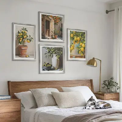 Moderní sada obrazů citroníky v květináčích