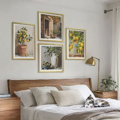 Moderní sada obrazů citroníky v květináčích