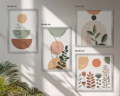 Abstraktní tvary rostlin moderní sada obrazů