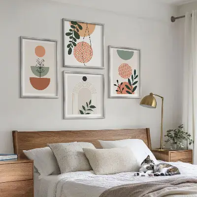 Dekorativní sada obrazů s moderními rostlinnými motivy