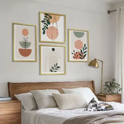 Dekorativní sada obrazů s moderními rostlinnými motivy
