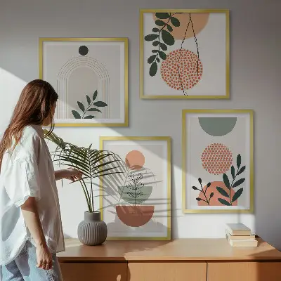 Dekorativní sada obrazů s moderními rostlinnými motivy