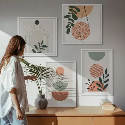 Dekorativní sada obrazů s moderními rostlinnými motivy
