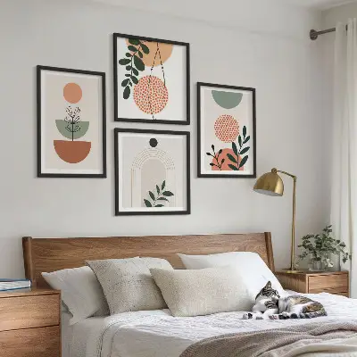 Dekorativní sada obrazů s moderními rostlinnými motivy