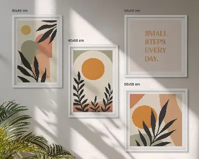 Moderní sada obrazů abstraktní rostlinné motivy