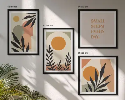 Moderní sada obrazů abstraktní rostlinné motivy