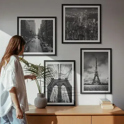 Sada obrazů Monochromatické mostní věže moderní sada