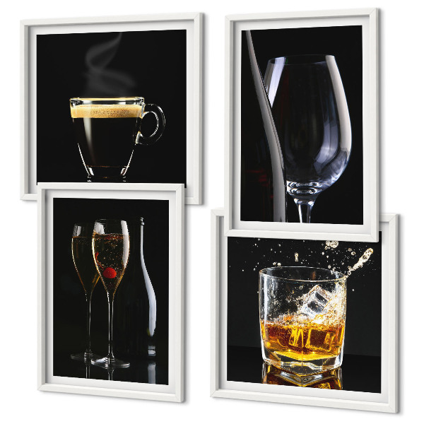 Dekorativní sada obrazů Whisky víno šampaňské káva alkohol