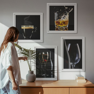 Dekorativní sada obrazů Whisky víno šampaňské káva alkohol
