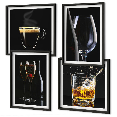 Dekorativní sada obrazů Whisky víno šampaňské káva alkohol