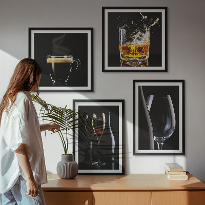 Dekorativní sada obrazů Whisky víno šampaňské káva alkohol