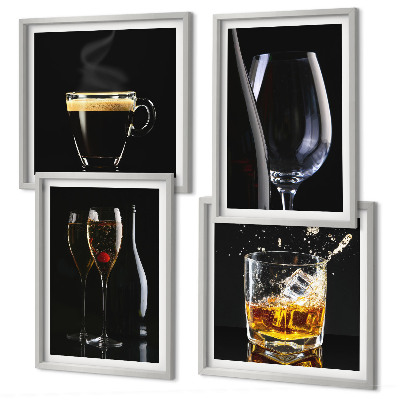 Dekorativní sada obrazů Whisky víno šampaňské káva alkohol