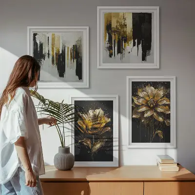 Sada moderních obrazů s motivem stylových květin
